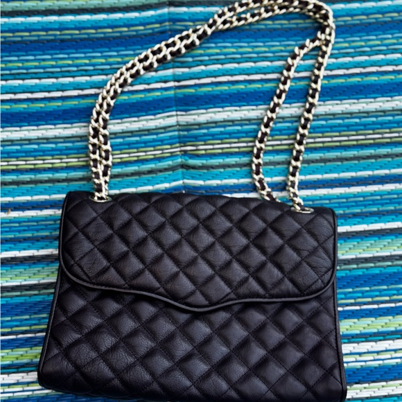 Rebecca Minkoff A Quilted Affair envelope clutch eggplant leather & gold chain - Picture 9 of 10